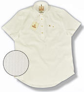 View Item Baracuta 'Brindley' Mod Button Down Textured Cotton Half Placket S/S Shirt White